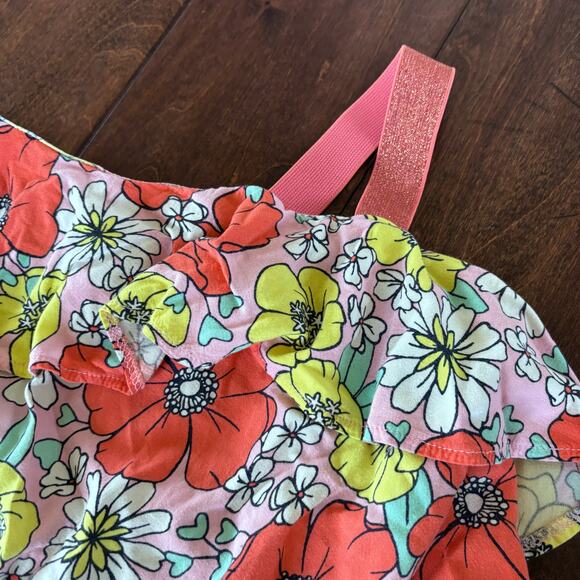 Cat and Jack Girls Medium 7/8 Summer Romper Outfit Pink Floral Sleevless - Picture 6 of 6